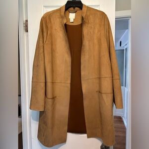 H&M camel brown women’s faux suede coat size 14